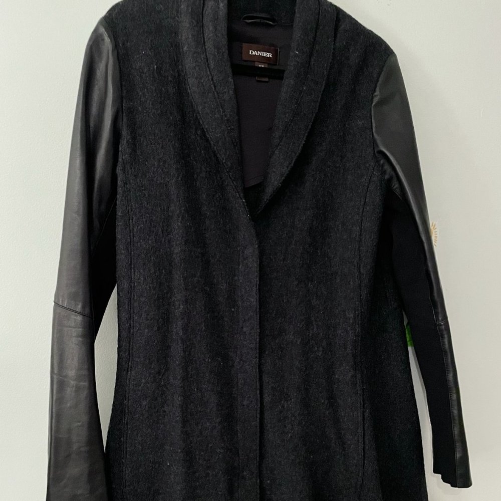 Danier Genuine Leather & Wool Jacket/Coatigan w/Snaps